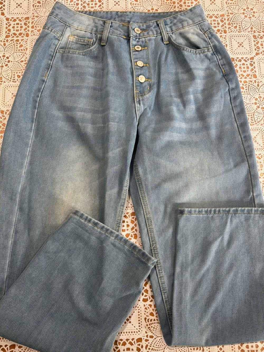 Light Blue Denim Jacket with Snap Stud Detail size M